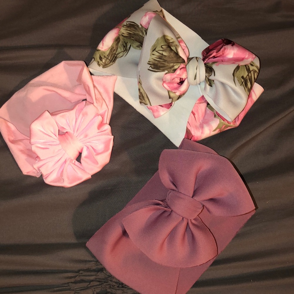 3 baby bows. All from handmade shops on Etsy